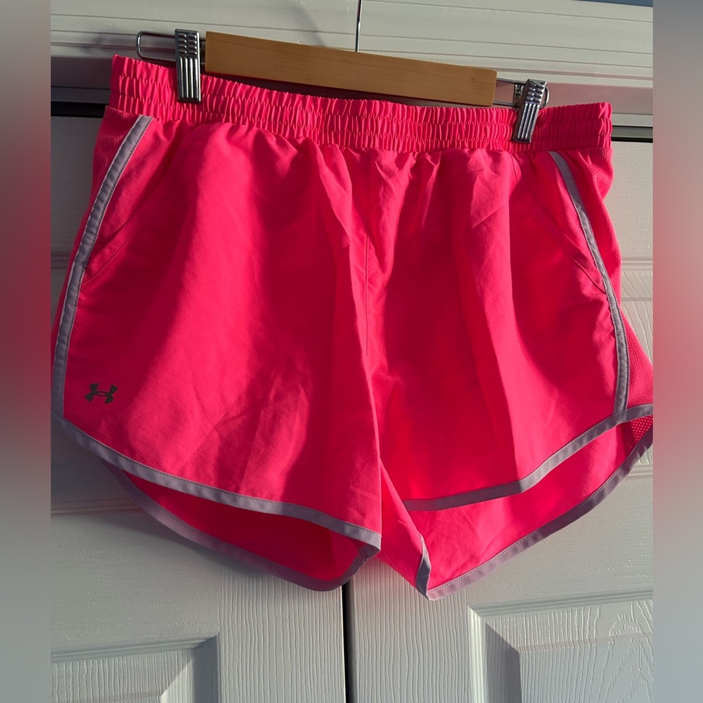 Under Armour Women's Athletic Shorts - Neon Pink and Lavender